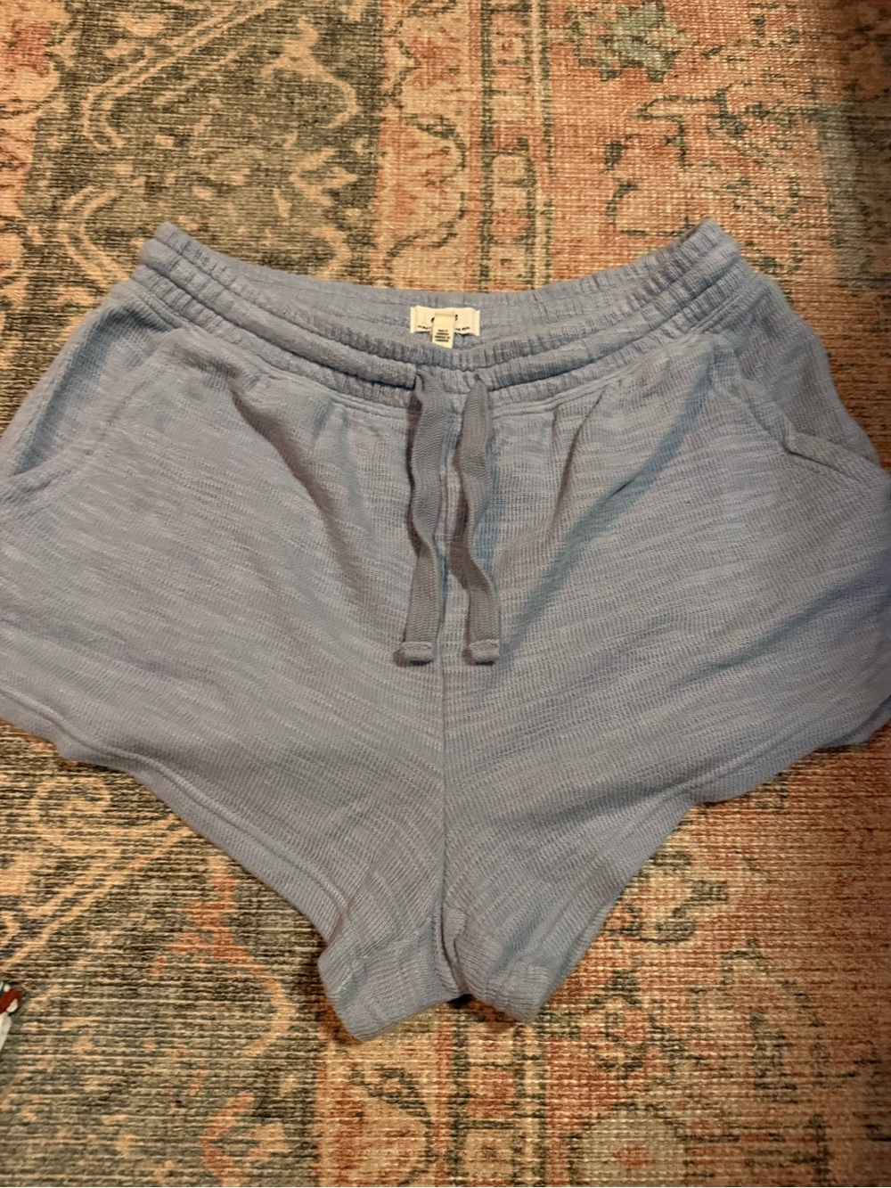 aerie Light Blue Ribbed Drawstring Athletic Shorts